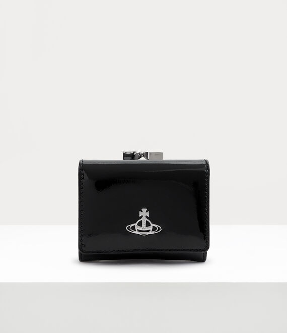 Vivienne Westwood shiny patent small frame wallet black